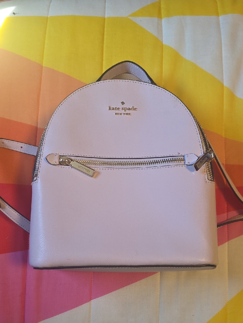 kate spade blush leather mini backpack with gold hardware